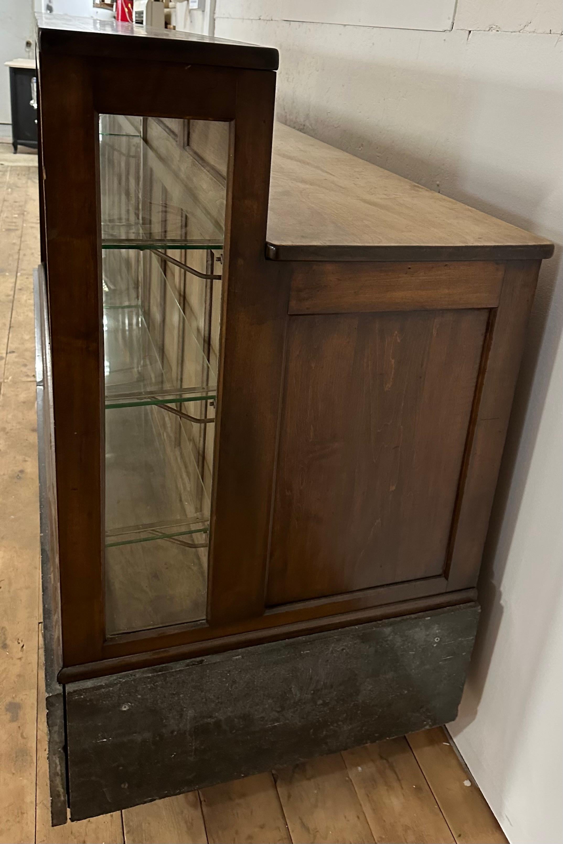 Antique Store Counter Showcase Display Cabinet and Workstation In Good Condition In Sheffield, MA