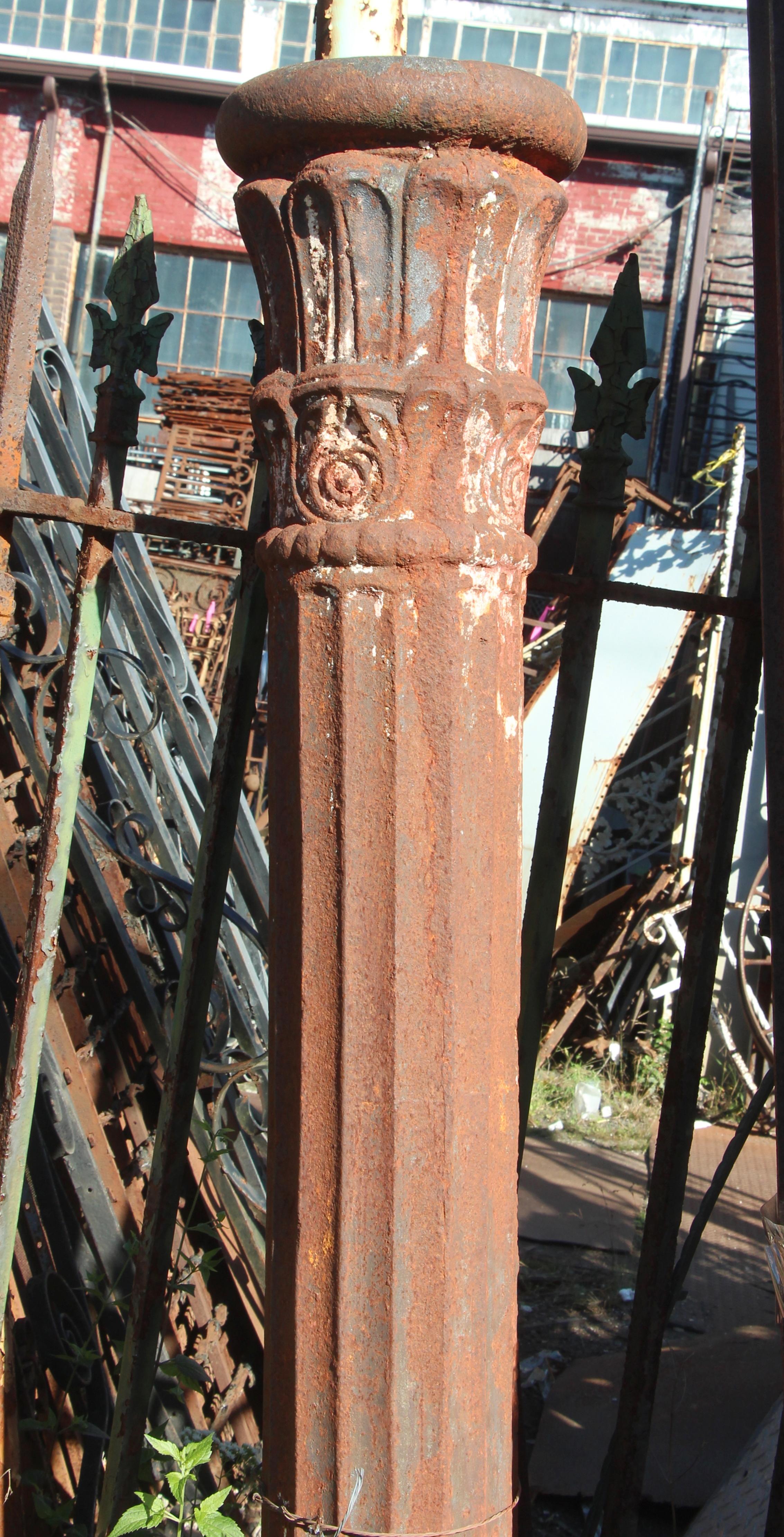 Industrial Antique 6 Foot Structural Cast Iron Fluted Column For Sale