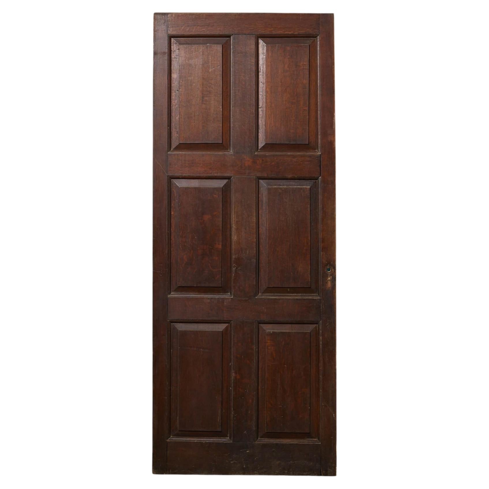 Porte intérieure ancienne en chêne de style géorgien à 6 panneaux en vente