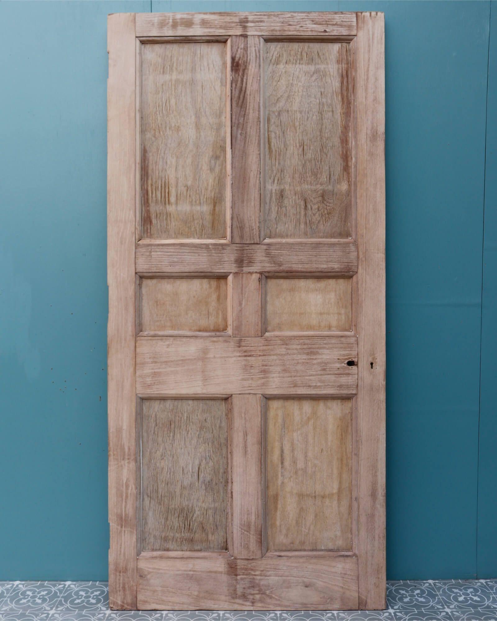 English Antique 6 Panel Wooden Door For Sale