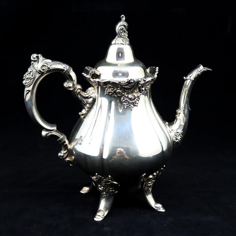 Antique 6Piece "Baroque" Silver Plate Tea Set by Wallace, circa 1890