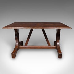 Antique 6 Seat Dining Table, English, Oak, Gothic Revival, Kitchen, Victorian