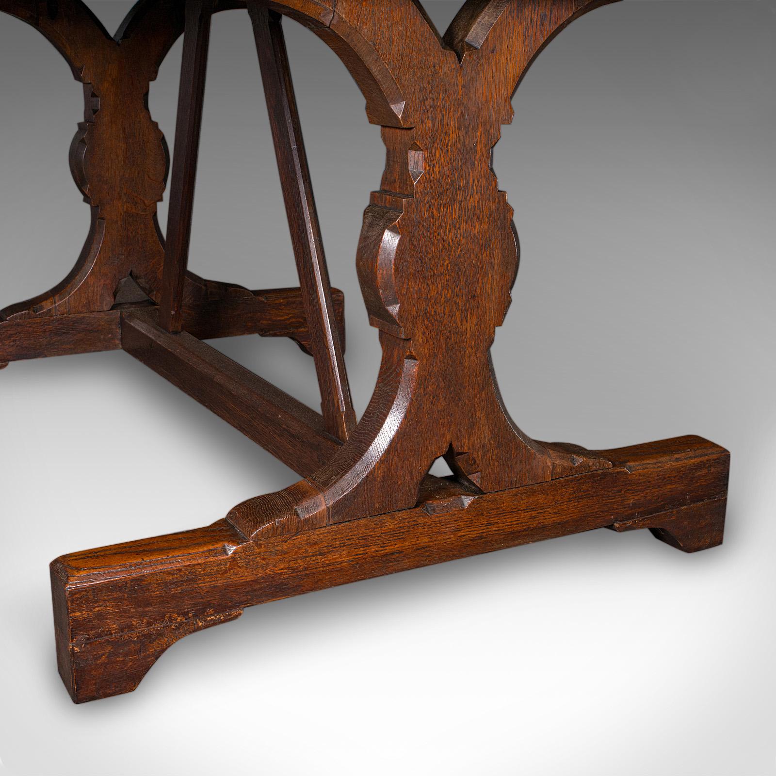 Mesa de Comedor Antigua 6 Plazas, Inglesa, Roble, Renacimiento Gótico, Cocina, Victoriana en venta 3