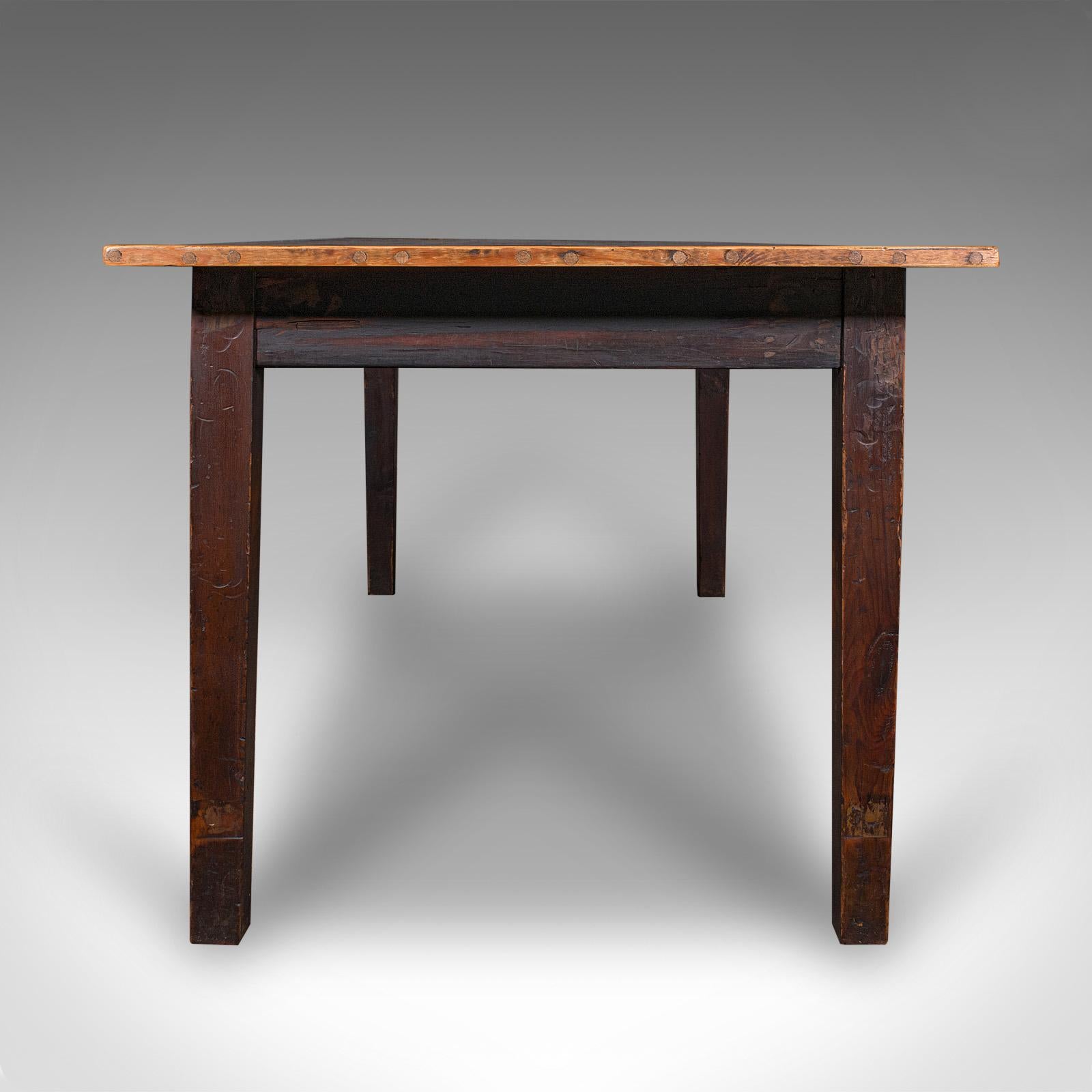 Late Victorian Antique 6 Seater Country House Dining Table, English, Pine, Kitchen, Victorian For Sale