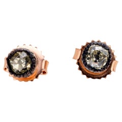 Orecchini antichi con diamante da 0,60 carati in oro rosa 14k e argento