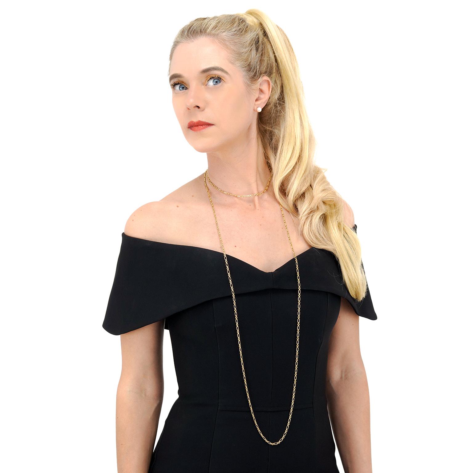 Antique 60-inch Gold Necklace For Sale 2