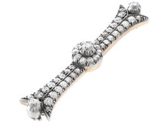 Antique 6.09 Carat Diamond and Yellow Gold Bar Brooch