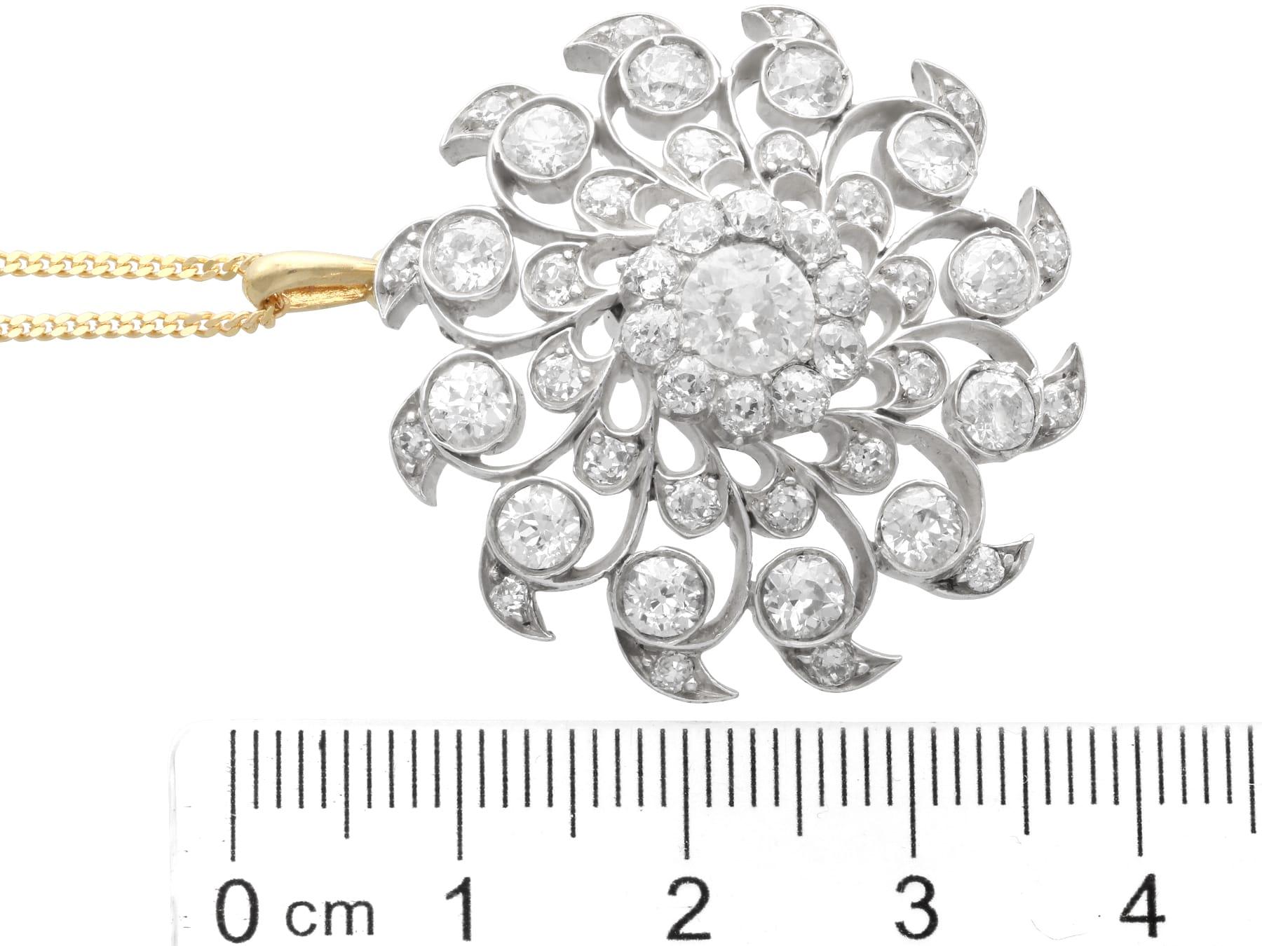 Antique 6.10 Carat Diamond and 9k Yellow Gold Brooch/Pendant Circa 1885 For Sale 6