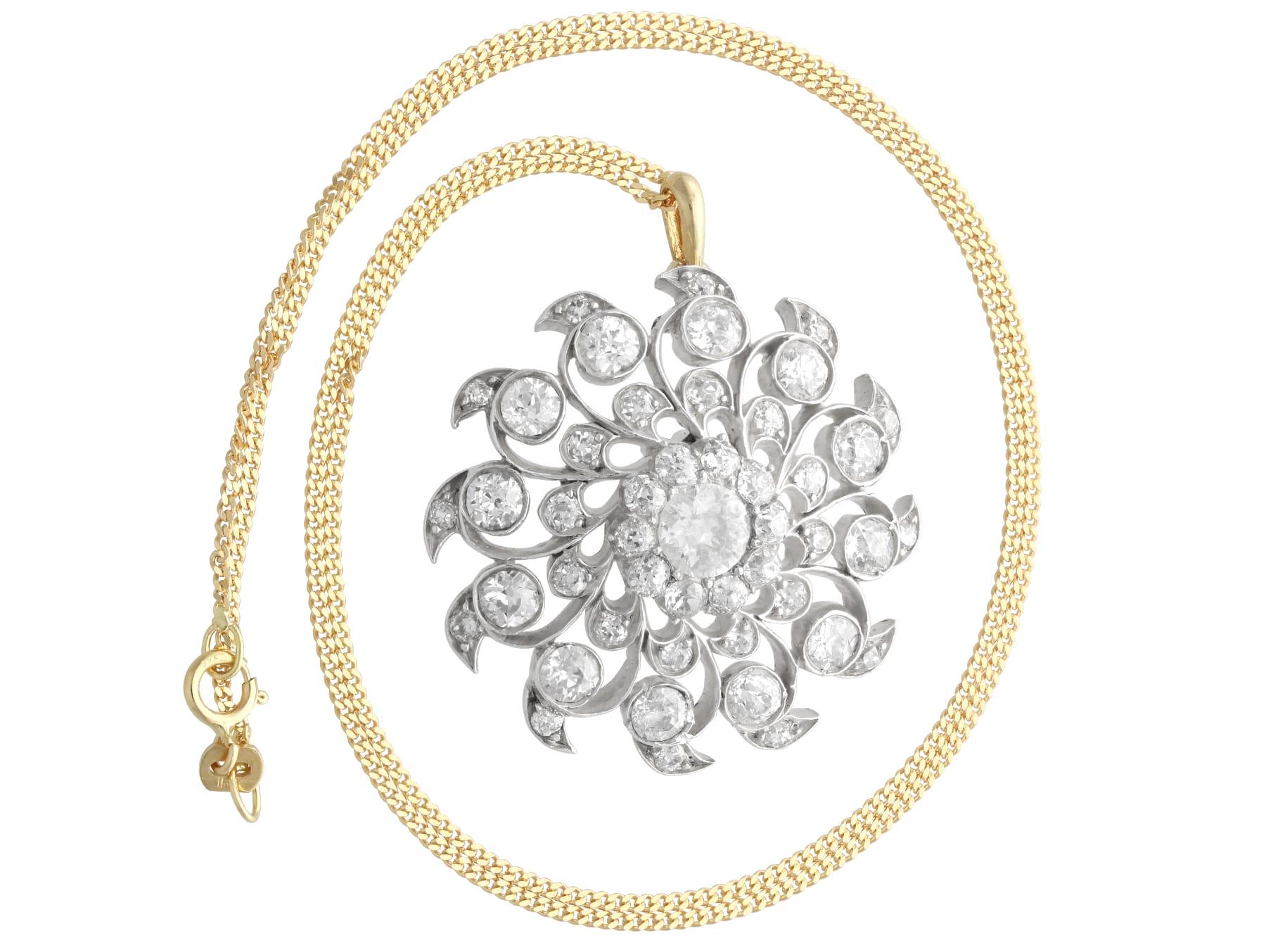 Antique 6.10 Carat Diamond and 9k Yellow Gold Brooch/Pendant Circa 1885 In Excellent Condition For Sale In Jesmond, Newcastle Upon Tyne