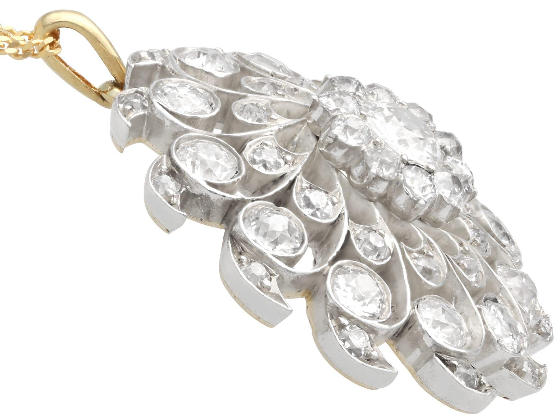Antique 6.10 Carat Diamond and 9k Yellow Gold Brooch/Pendant Circa 1885 For Sale 3