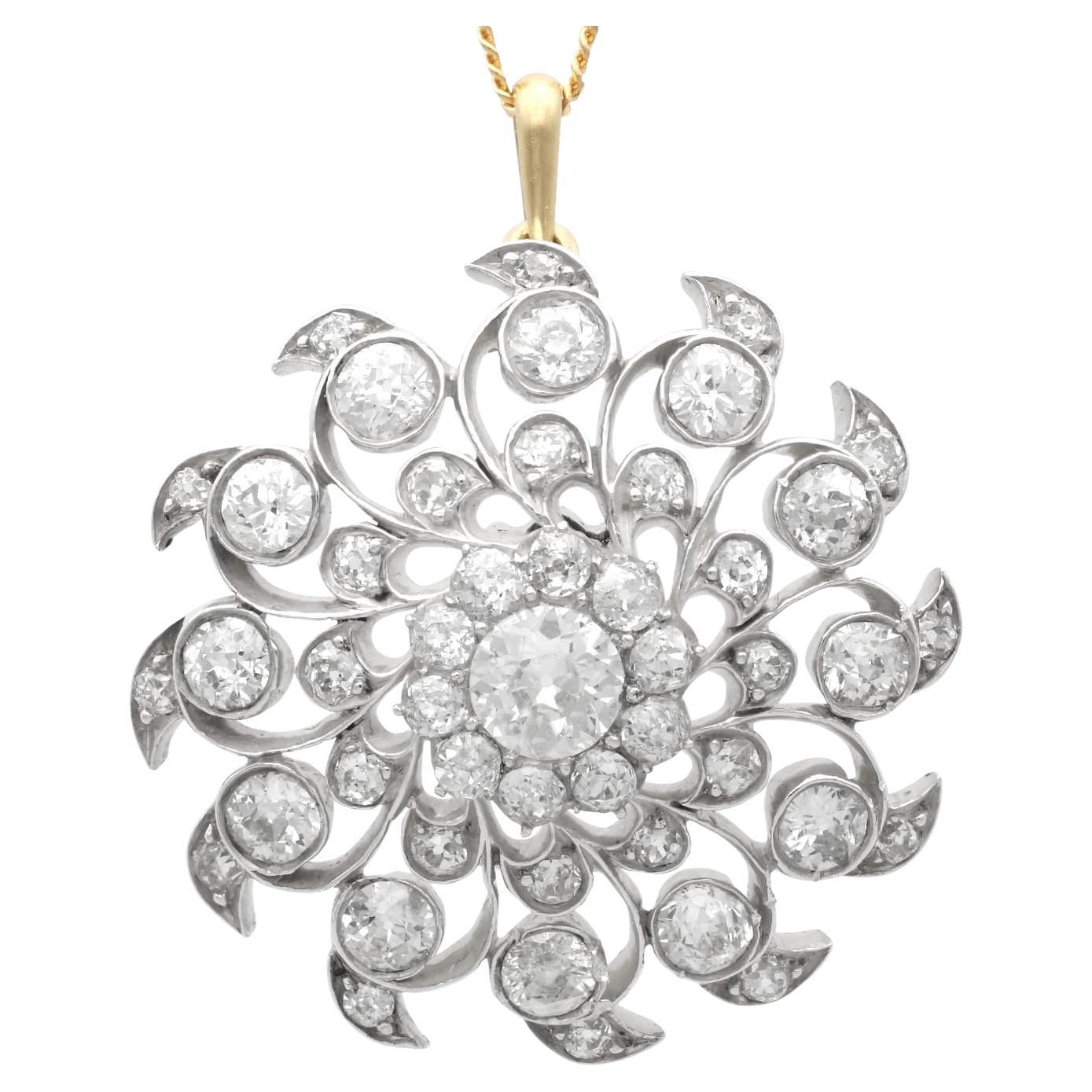 Antique 6.10 Carat Diamond and 9k Yellow Gold Brooch/Pendant Circa 1885