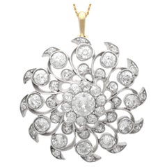 Antique 6.10 Carat Diamond and 9k Yellow Gold Brooch/Pendant Circa 1885