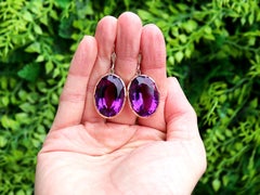 Antique 61.88 Carat Amethyst and 9k Yellow Gold Earrings Circa 1900