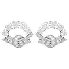 Pendientes antiguos de diamantes y platino de 6,18 qt Circa 1935