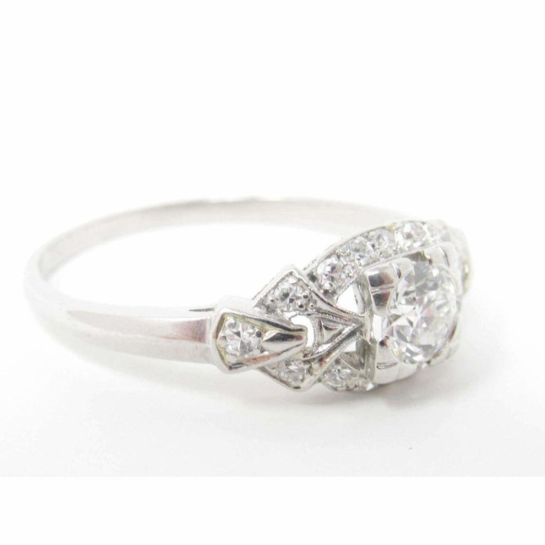 Antique .62 CTW Diamond Platinum Alternative Engagement Ring at 1stDibs