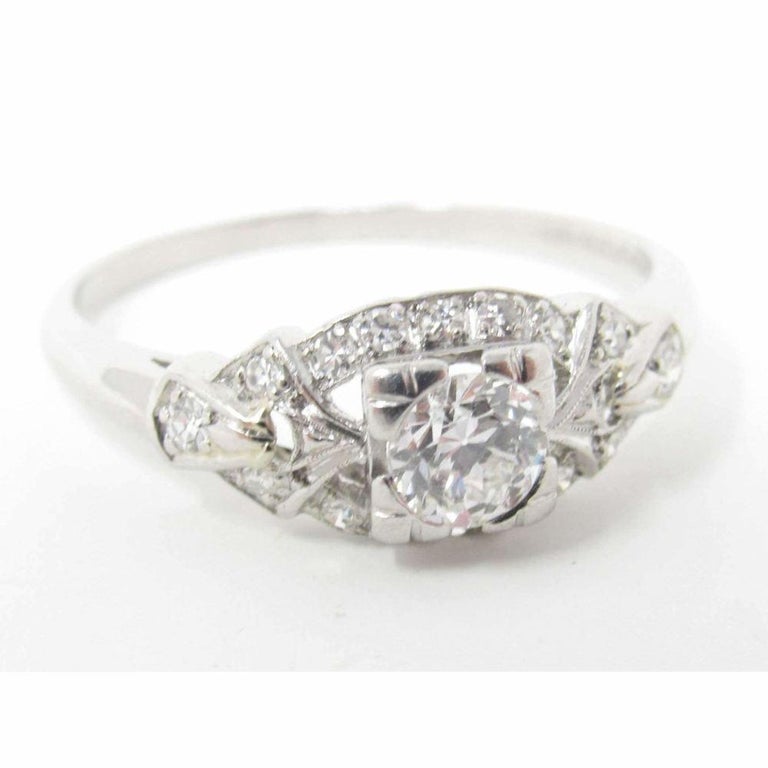 Antique .62 CTW Diamond Platinum Alternative Engagement Ring at 1stDibs