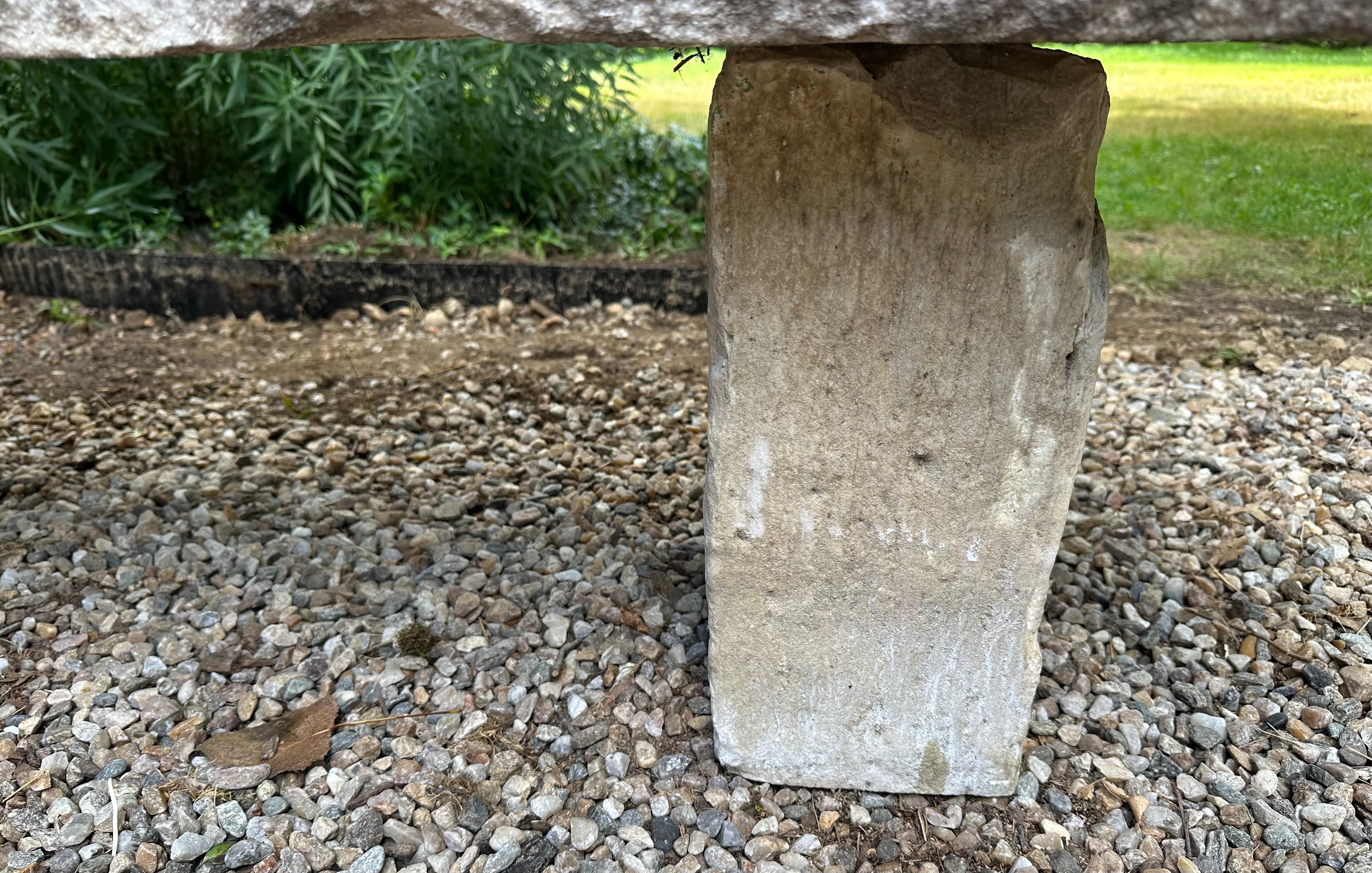 Antique 62” Stone Garden Bench In Good Condition For Sale In Sheffield, MA