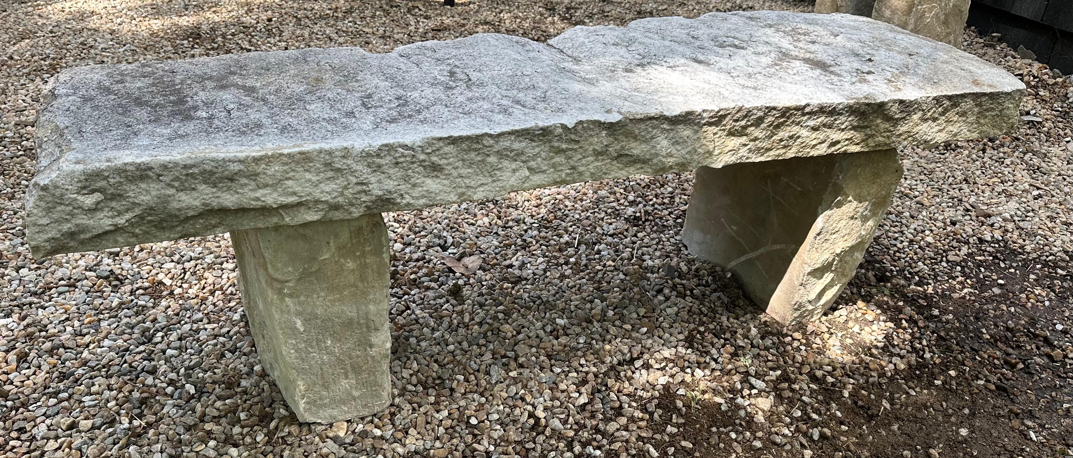 Sandstone Antique 62” Stone Garden Bench For Sale