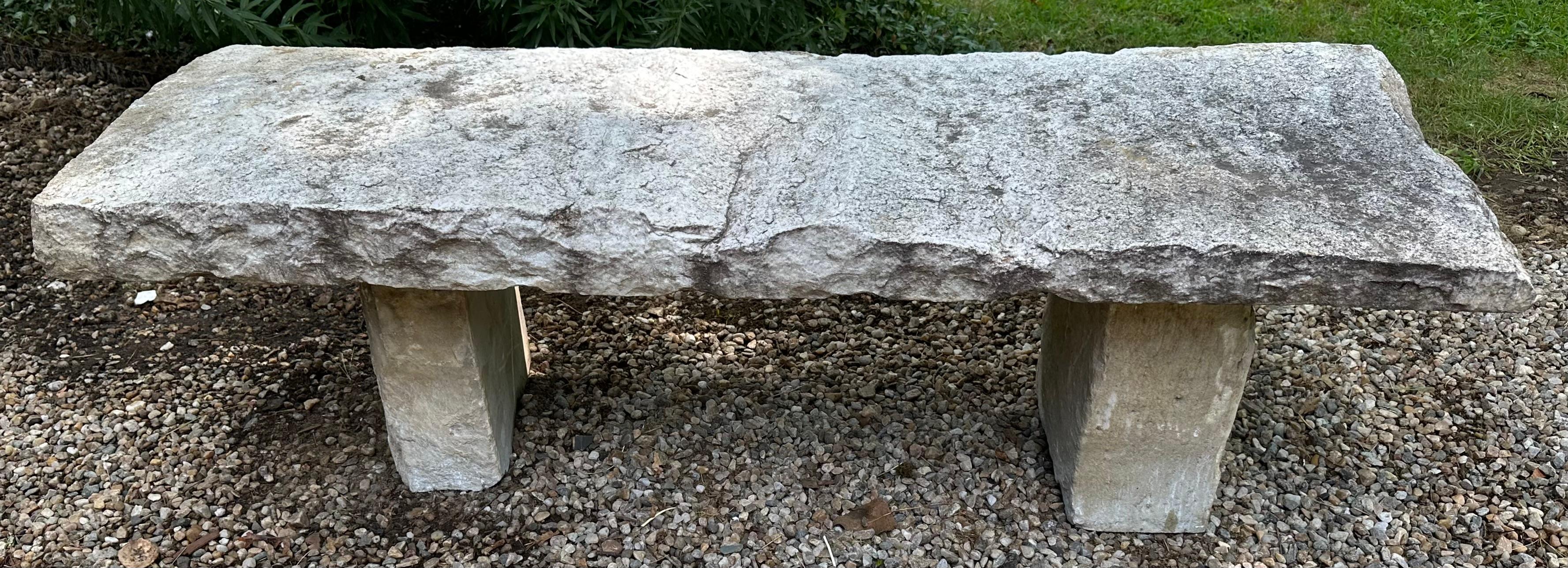 Antique 62” Stone Garden Bench For Sale 1