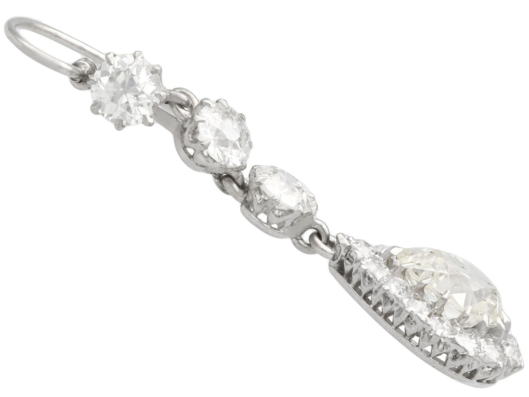Women's Antique 6.22 Carat Diamond and Platinum Drop Earrings