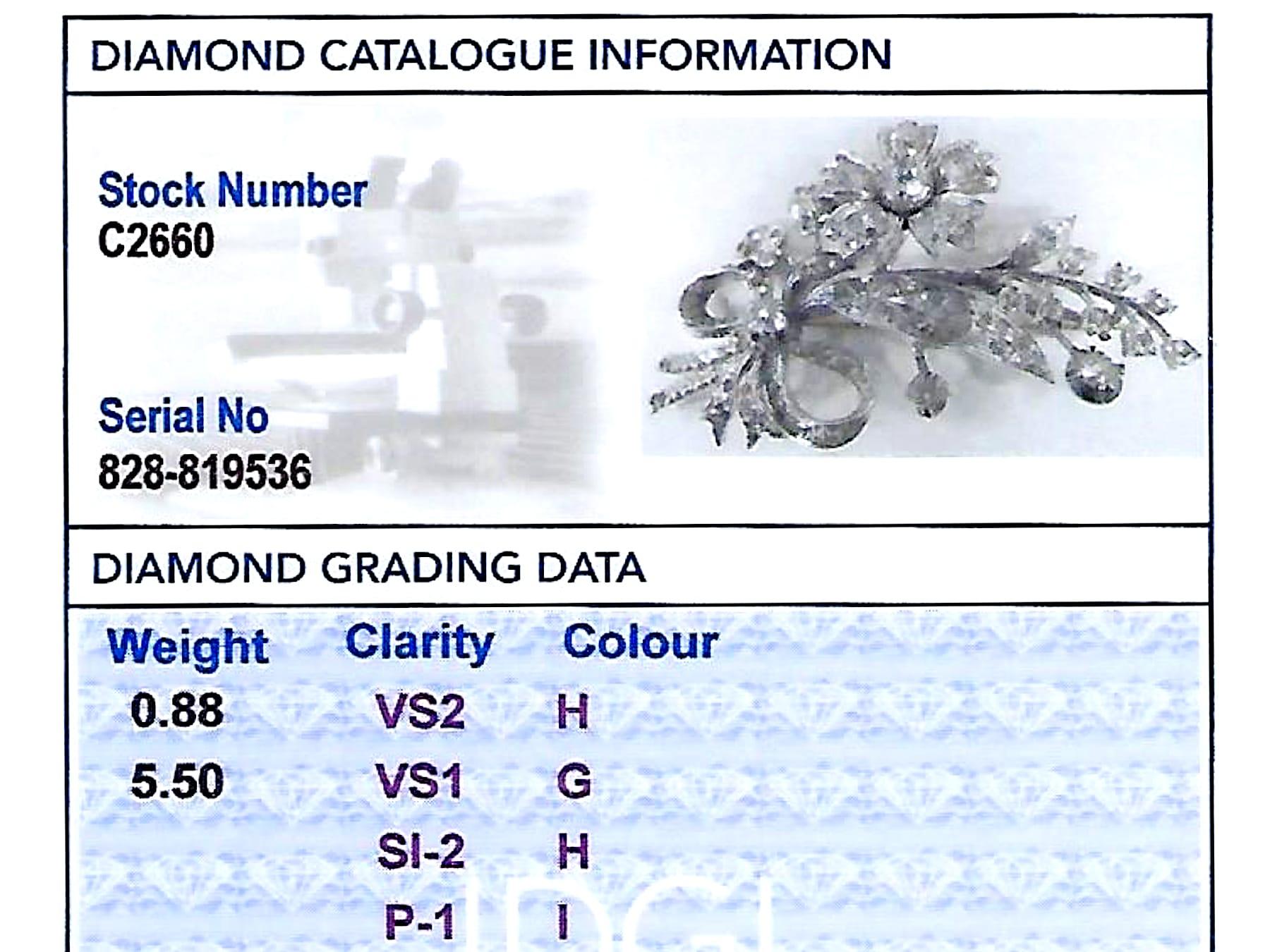 Antike antike 6,38 Karat Diamant und Gelbgold Silber Set Sprühbrosche im Angebot 3