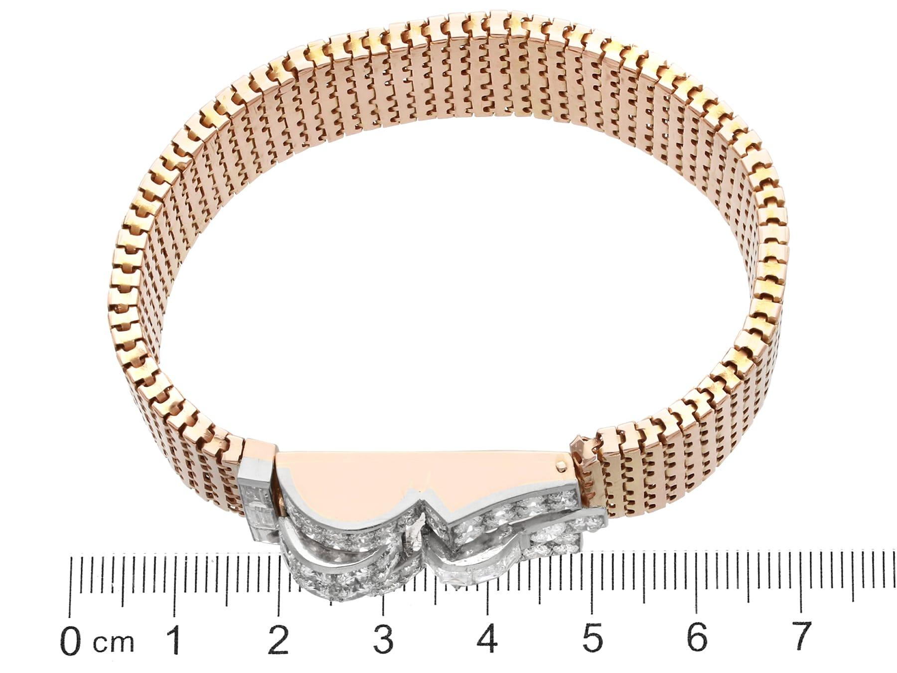 Antique 6.50Ct Diamond and 16k Rose Gold Bracelet For Sale 1