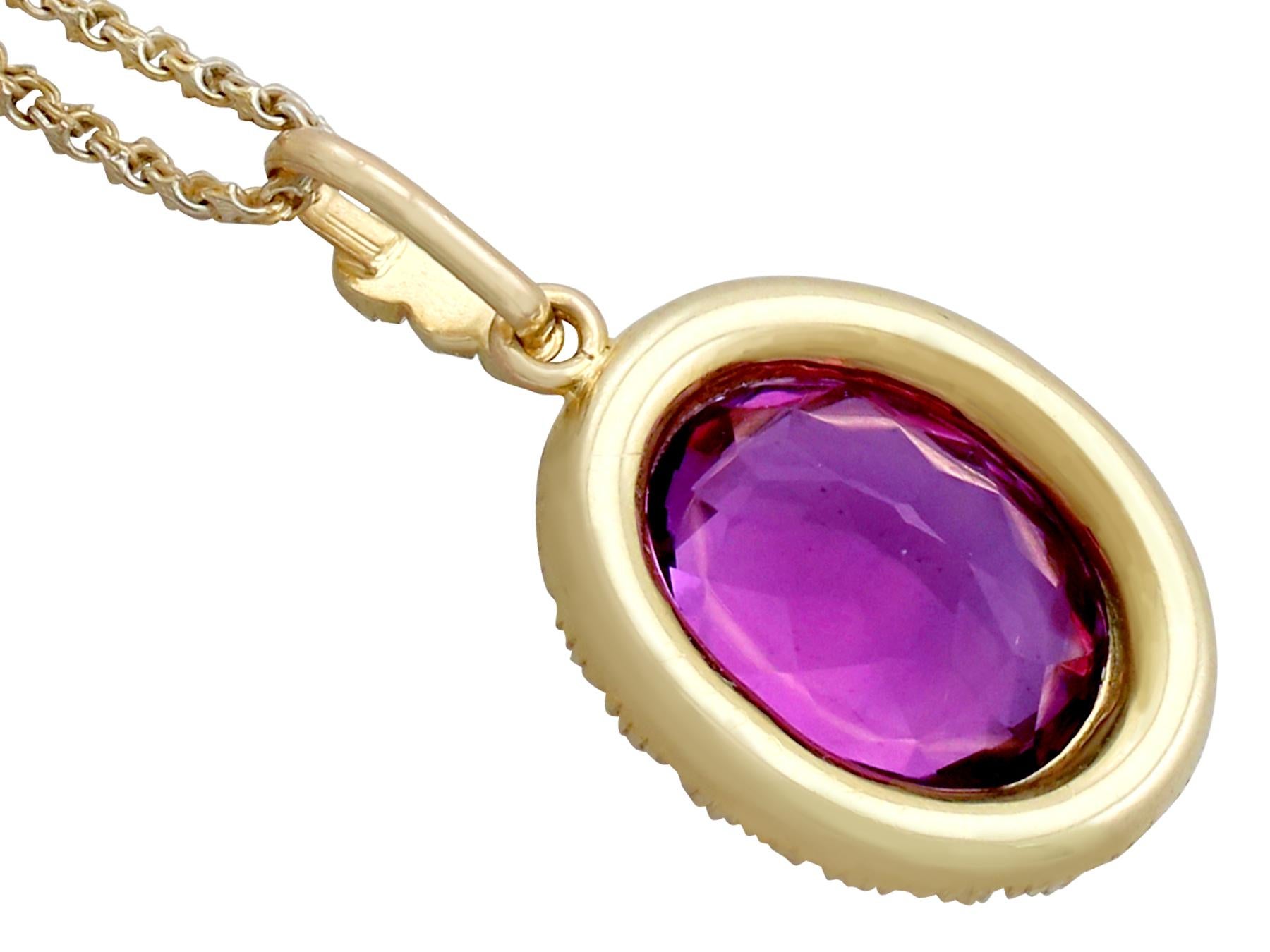Women's or Men's Antique 6.56 Carat Amethyst and Pearl Yellow Gold Pendant For Sale