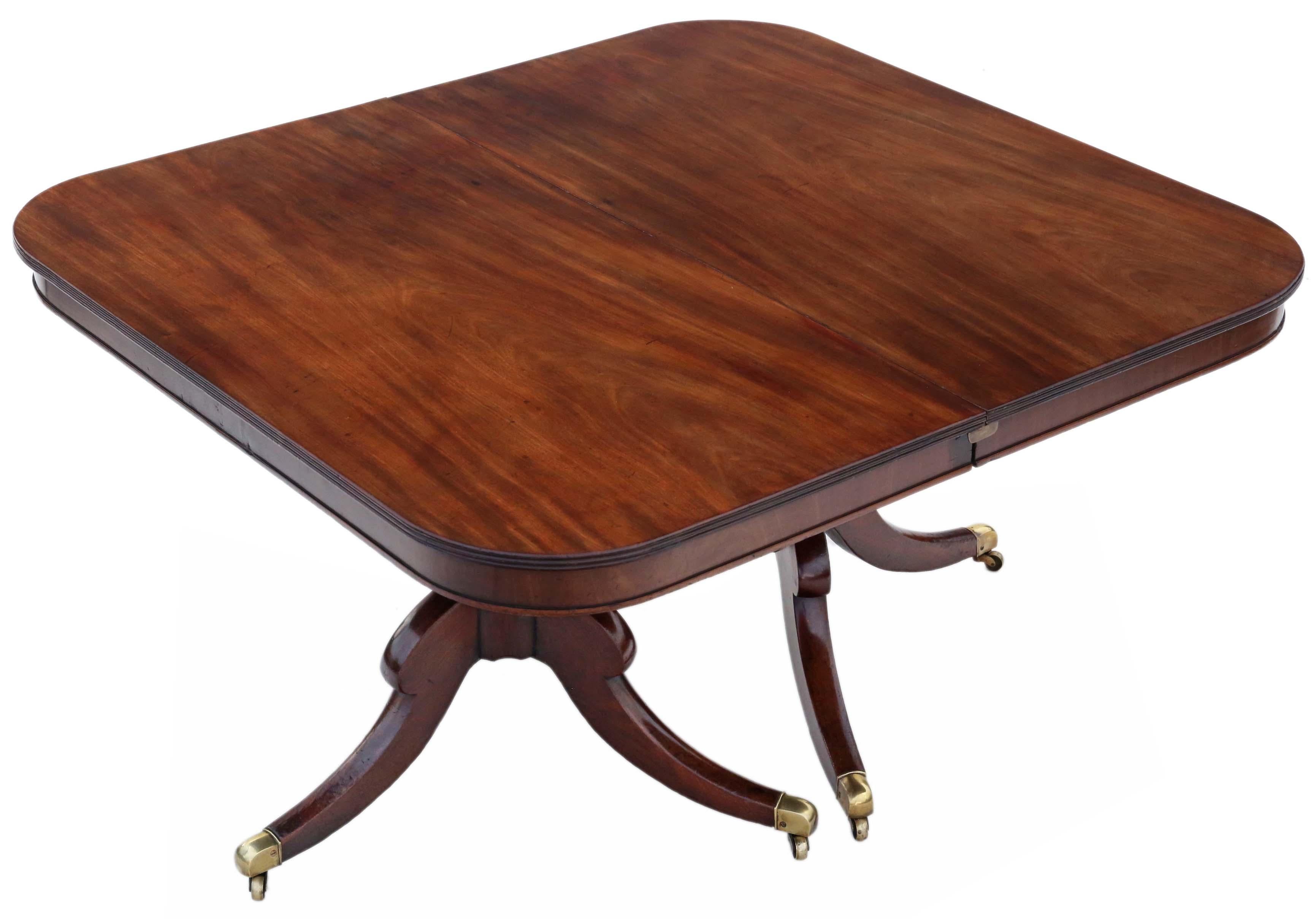 Antigua Mesa de Comedor Extensible de Caoba de 2 Pedestales de 6'7