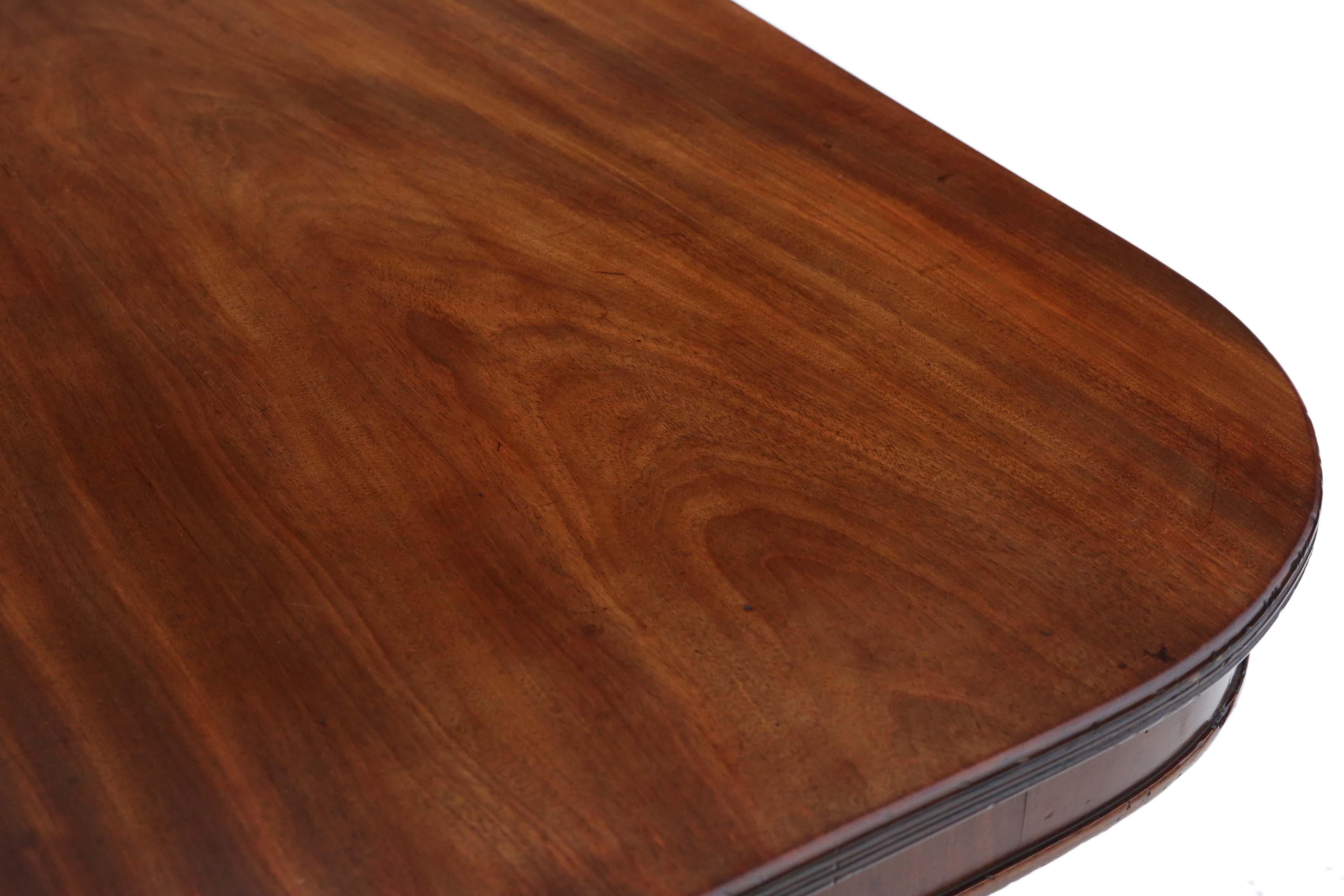 Antigua Mesa de Comedor Extensible de Caoba de 2 Pedestales de 6'7