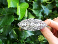 Antique 6.73 Carat Diamond and Pearl Yellow Gold Brooch Circa 1890