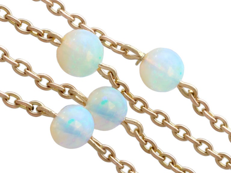 Collier Ancien Or Gris Avec Opale Naturelle - Garland - Longueur 40 Cm - 8 Grammes - État Impeccable