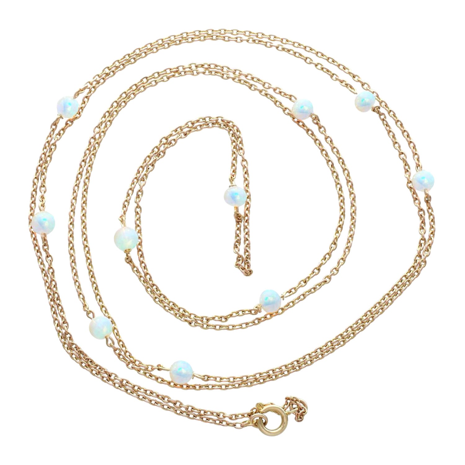 Collier ancien à chaîne jaune et opale de 6,76 carats, c. 1900