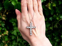 Antique 6.77 Carat Diamond and Silver Cross Pendant Circa 1850