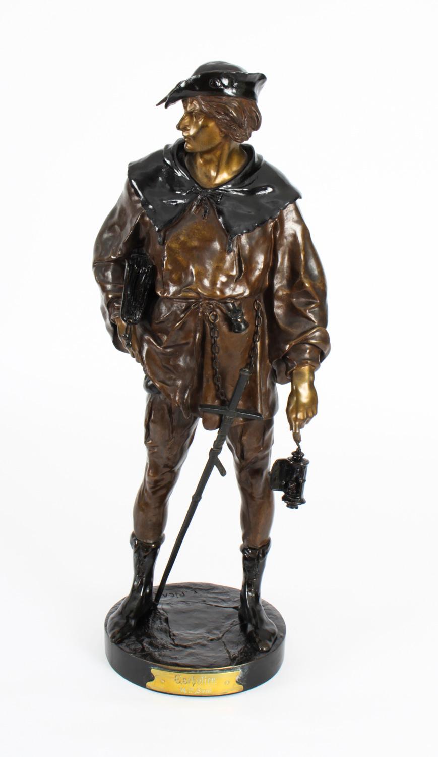 Antique Rakish Bronze Cavalier by Emile Picault, 19th C 5