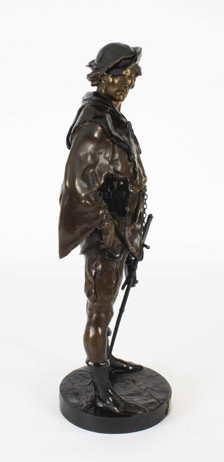 Antique Rakish Bronze Cavalier by Emile Picault, 19th C 8