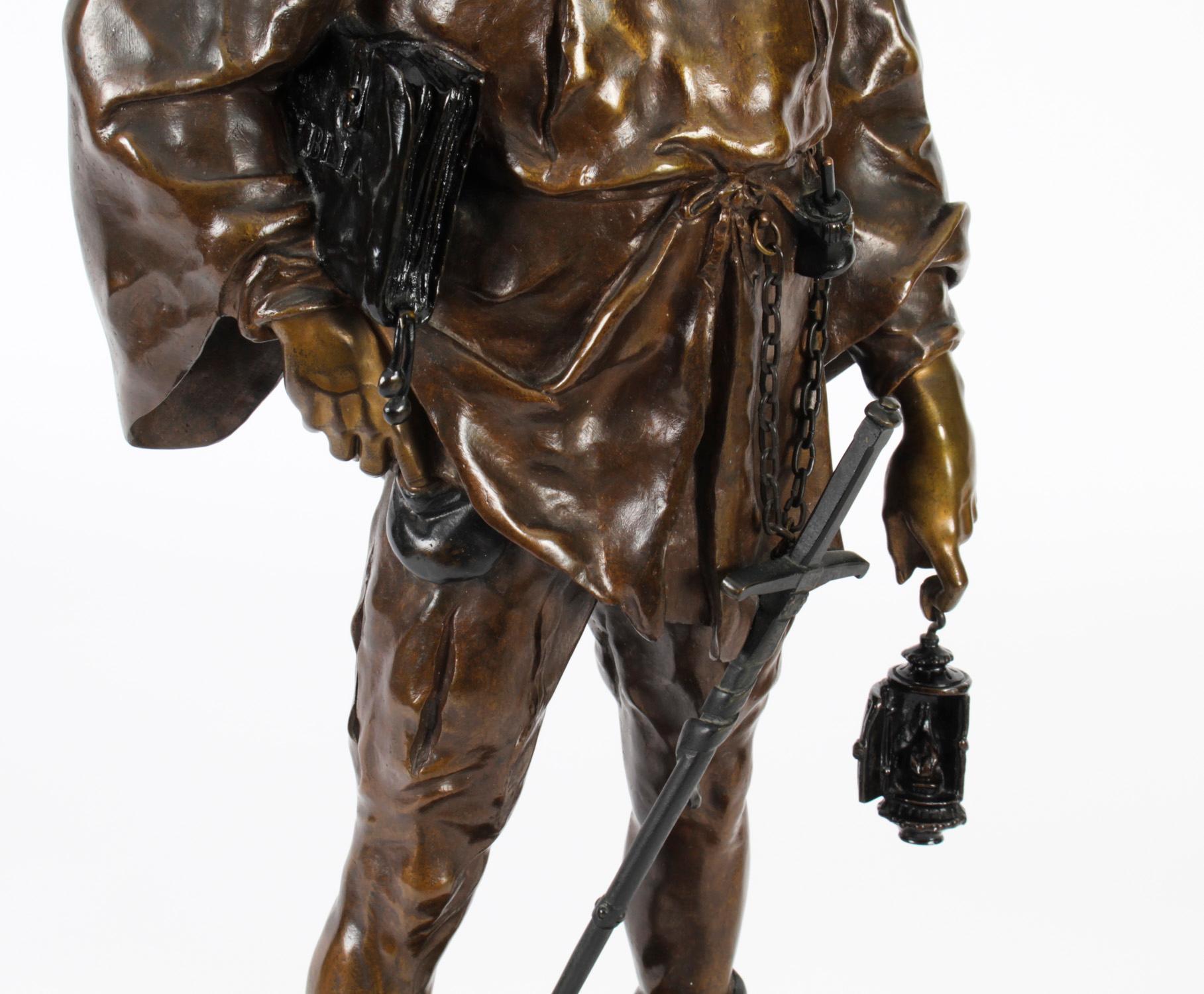 Antique Rakish Bronze Cavalier by Emile Picault, 19th C 10