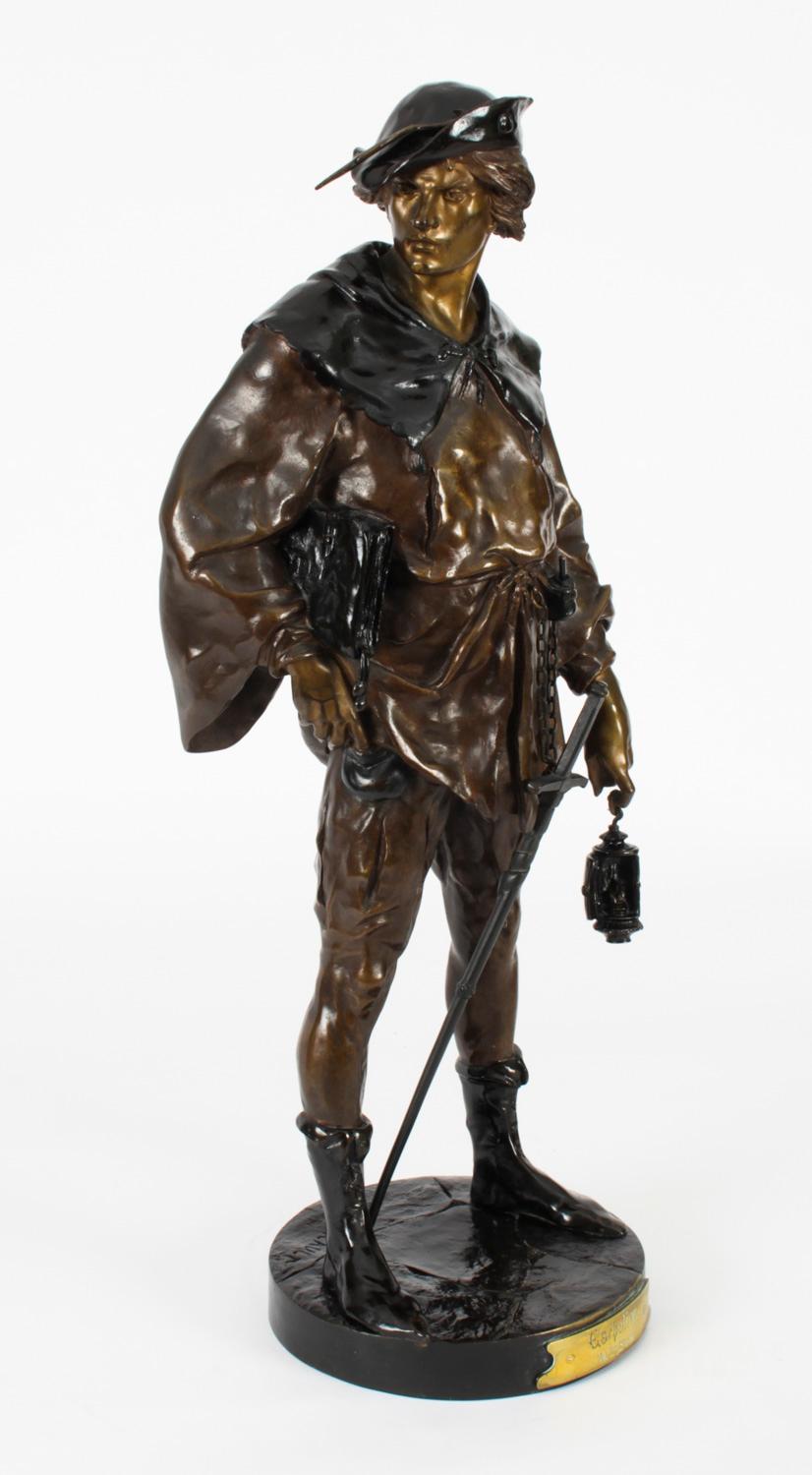 Antique Rakish Bronze Cavalier by Emile Picault, 19th C 11