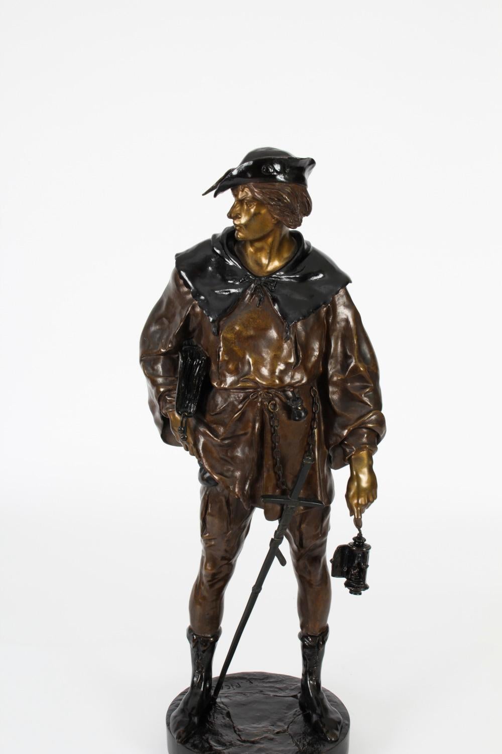 Antique Rakish Bronze Cavalier by Emile Picault, 19th C 12