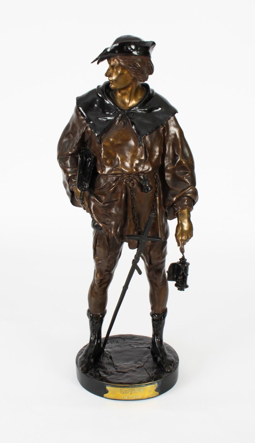 Antique Rakish Bronze Cavalier by Emile Picault, 19th C 3