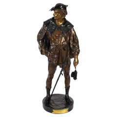 Antique Rakish Bronze Cavalier by Emile Picault, 19th C