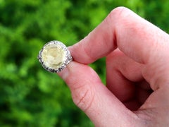 Antique 6.81 Carat Yellow Sapphire and Diamond Platinum Cocktail Ring