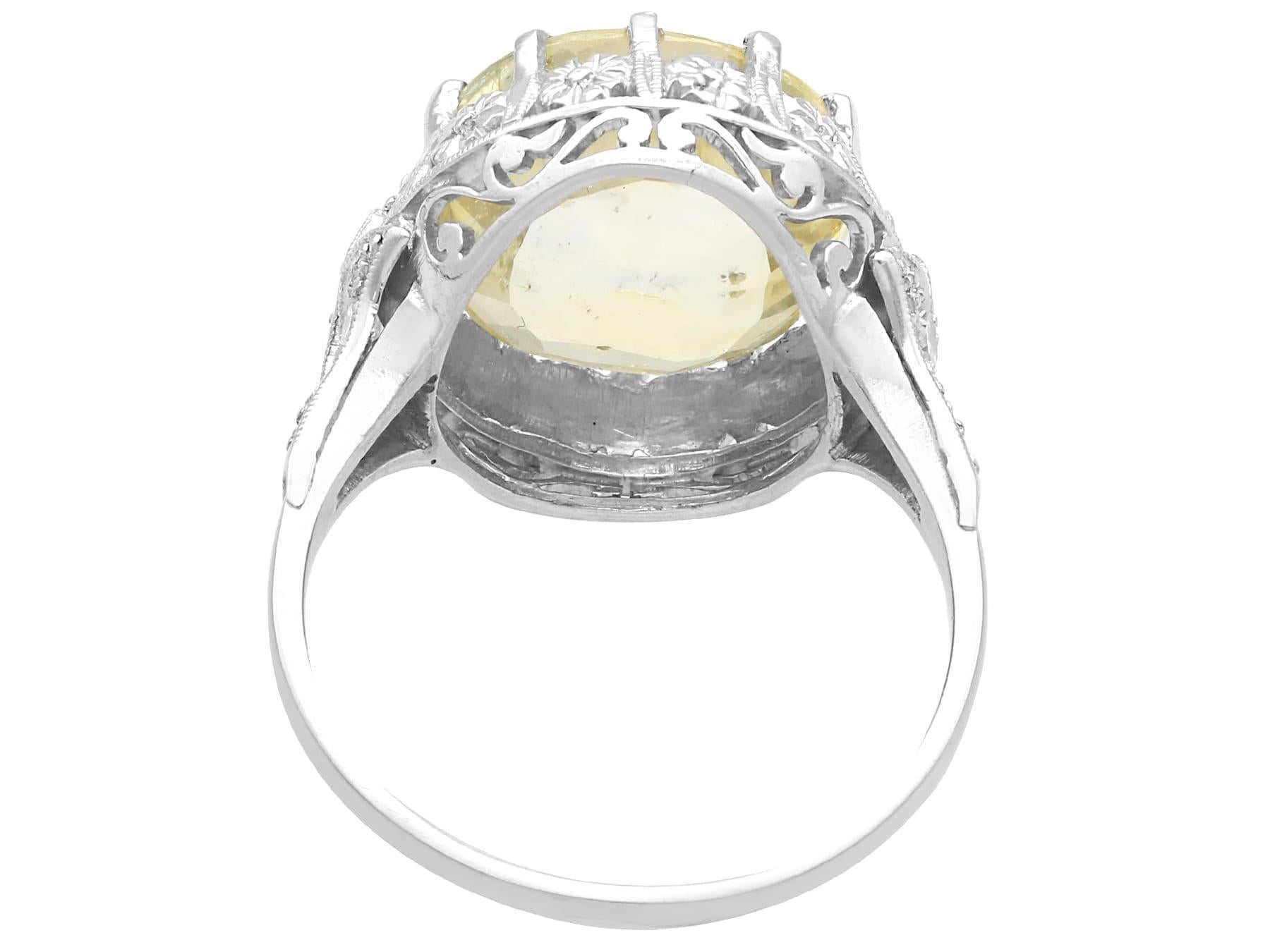 Antique 6.81 Carat Yellow Sapphire and Diamond Platinum Dress Ring circa 1920 In Excellent Condition For Sale In Jesmond, Newcastle Upon Tyne