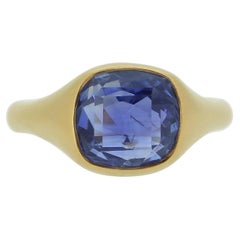 Antique 6.82 Carat Cushion Cut Sapphire Ring