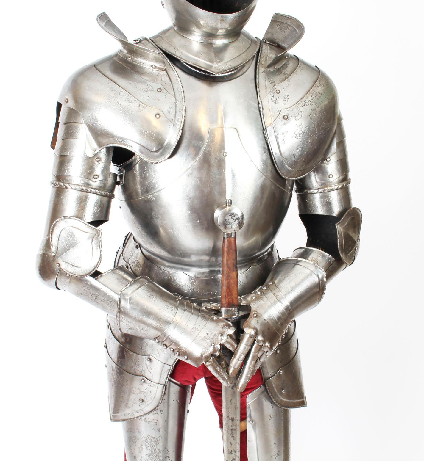 English Antique Complete Set of Greenwich Style Tudor Armour, Early 20th Century
