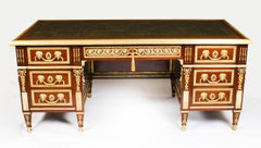 Antique Ormolu Mounted French Empire Revival Pedestal Desk 20th Century