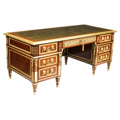 Bureau ancien sur piédestal de style néo-empire français, 6 pieds/184 cm, monté en bronze doré, années 1920