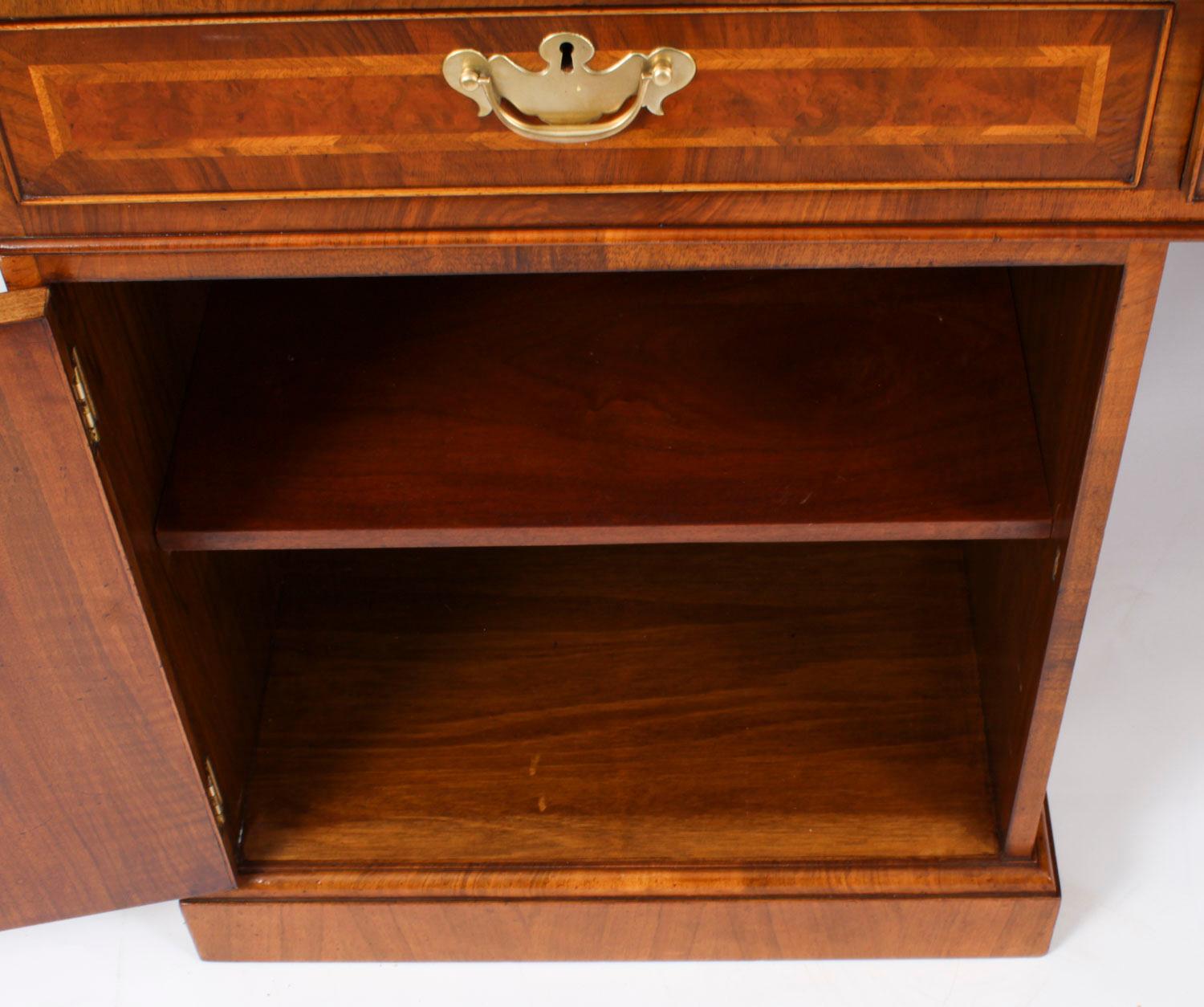 Antique Burr Walnut Partners Pedestal Desk 20th Century 3