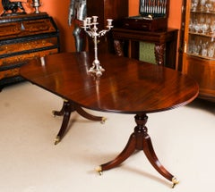 Antique Regency Twin Pillar Dining Table, 19th C