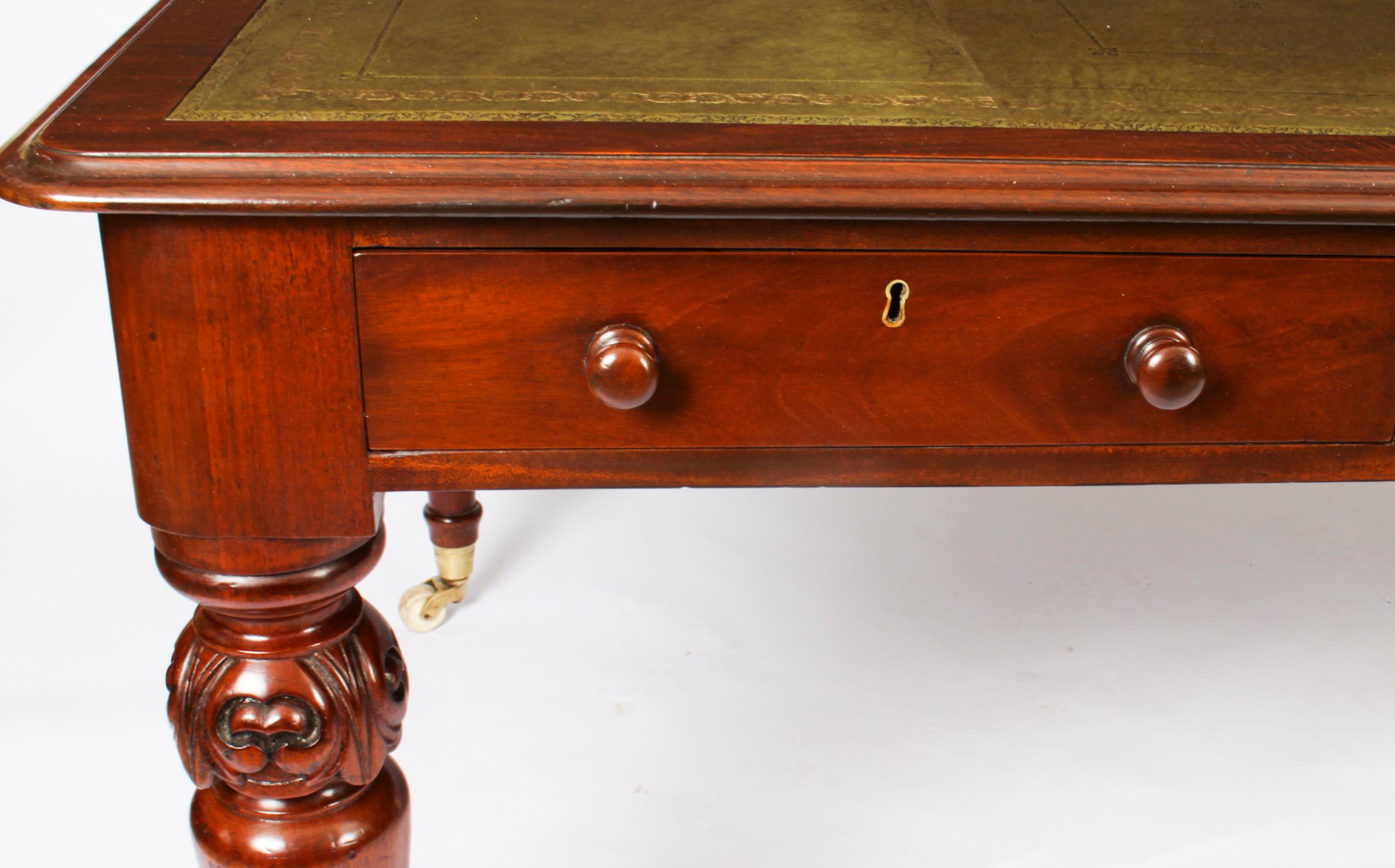 Mid-19th Century Antique 6ft Victorian 6 Drawer Partners Writing Table Desk 19th Century
