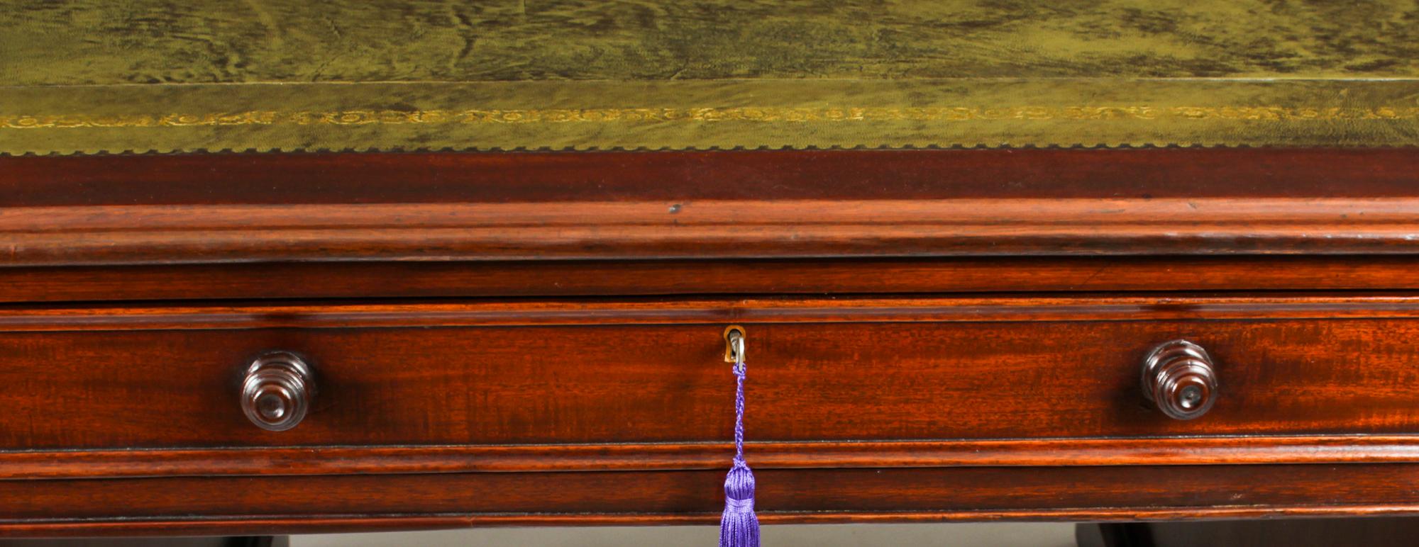 Antique Victorian Mahogany Partners Pedestal Desk 19th C In Good Condition In London, GB